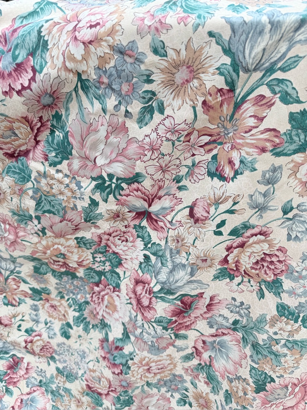 VTG JCPenney Floral Pinch Pleat Curtains Made in USA Cottagecore Pink Blue